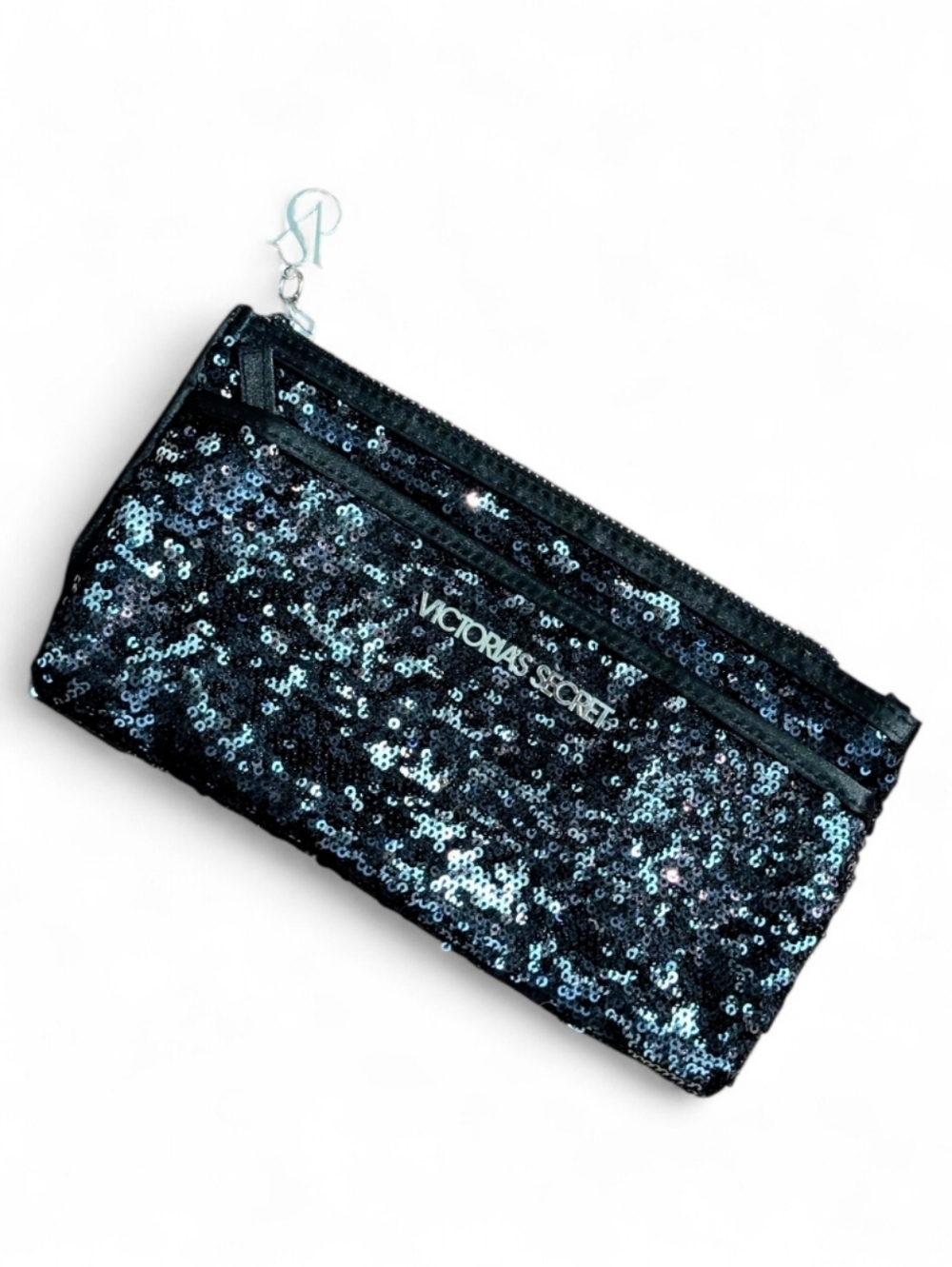 Victoria's Secret Glamour Glitter Zippered Sequin Bag Clutch Pouch